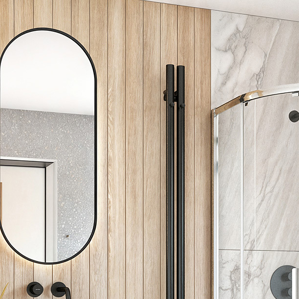 Oltens Nordlis lustro 50x120 cm owalne z oświetleniem od tyłu z matą grzewczą czarny 64114300 - Wysyłka w 24h