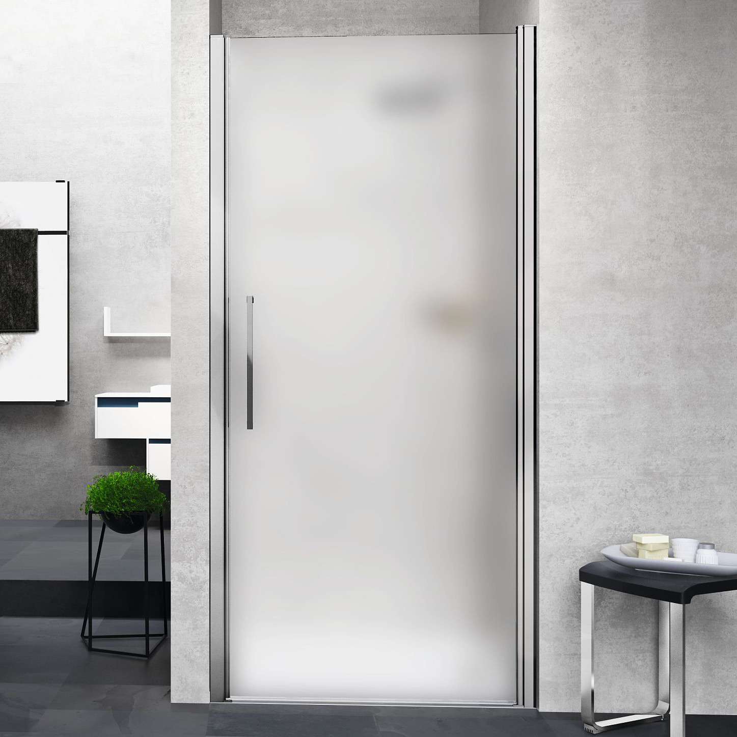 Novellini Young 1B drzwi prysznicowe 57 cm srebrny/szkło satynowe Y21B57-4B