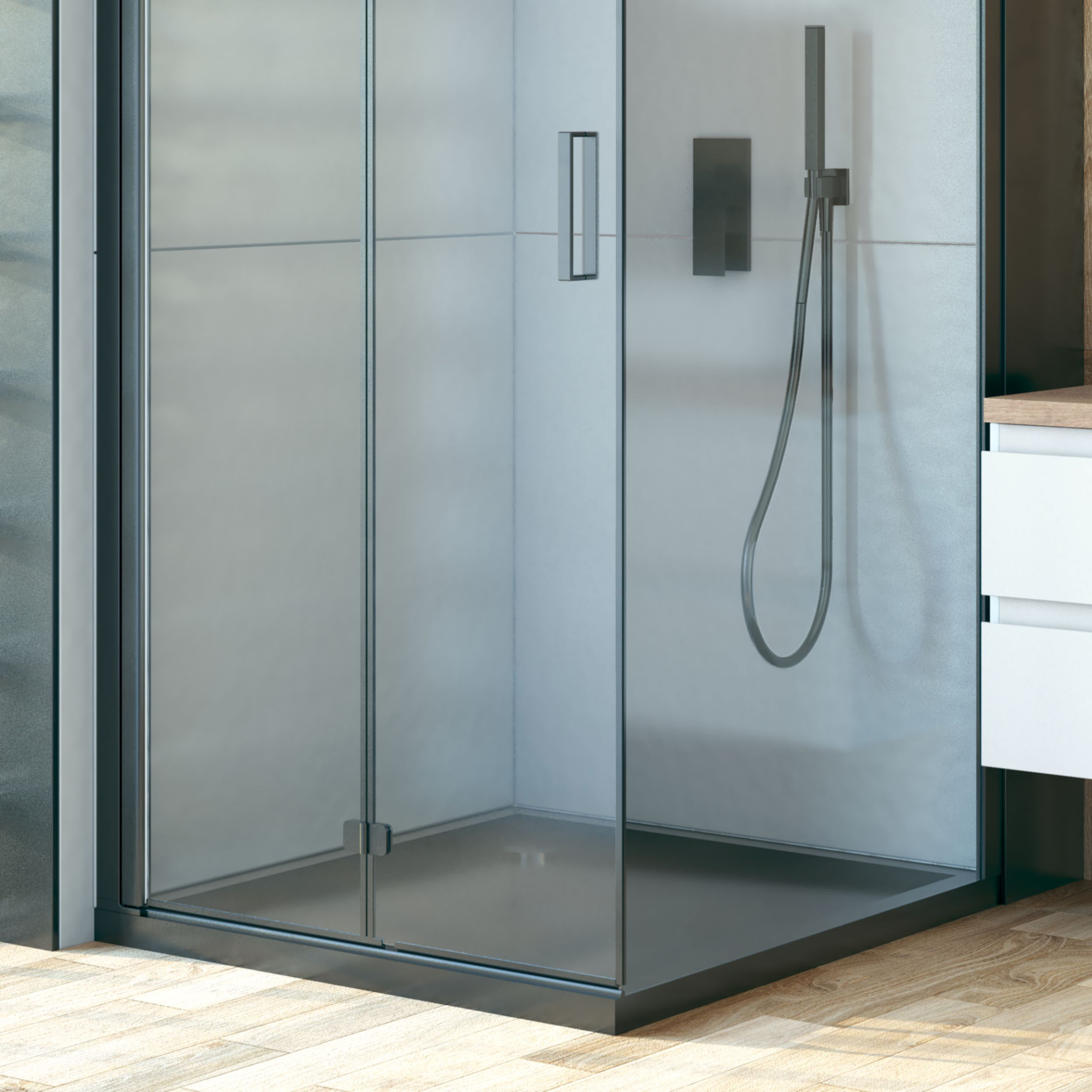 Oltens Superior brodzik kwadratowy 80x80 cm czarny 17002300 - Wysyłka w 24h