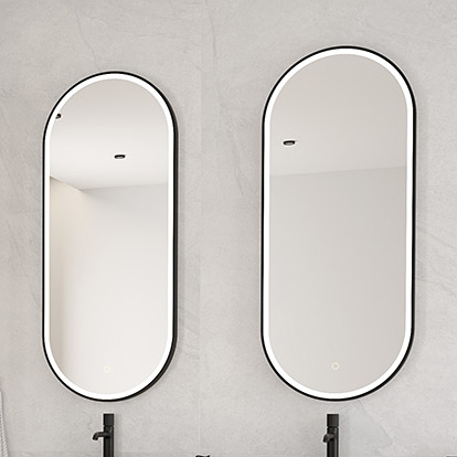 Oltens Nordlis lustro 40x90 cm owalne z oświetleniem z przodu z matą grzewczą czarny 64103300 - Wysyłka w 24h