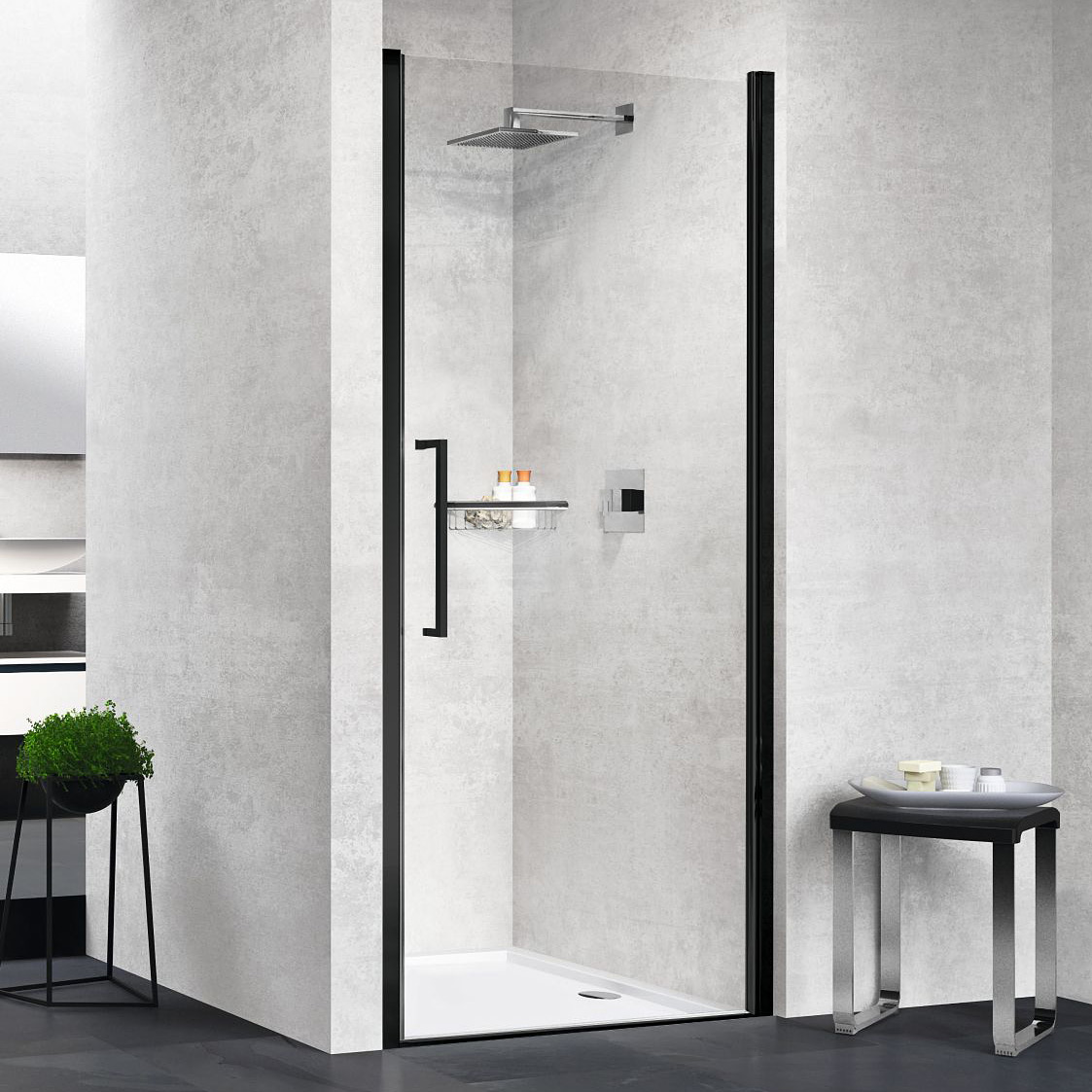 Novellini Young 1B drzwi prysznicowe 57 cm czarny/szkło przezroczyste Y21B57-1H