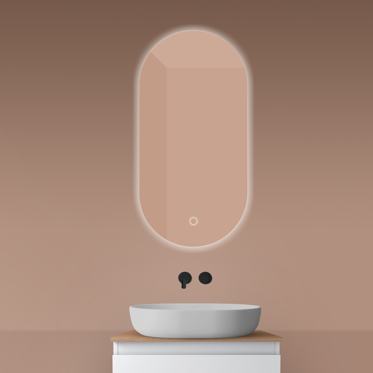 Oltens Nordlis lustro 50x100 cm owalne z oświetleniem od tyłu z matą grzewczą 64129000 - Wysyłka w 24h