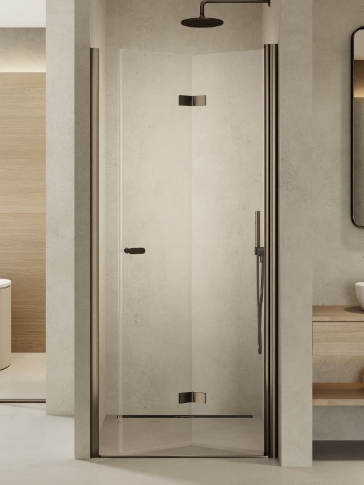 New Trendy New Soleo Gunmetal Brushed drzwi prysznicowe 90 cm składane grafitowy szczotkowany/szkło przezroczyste D-0543A