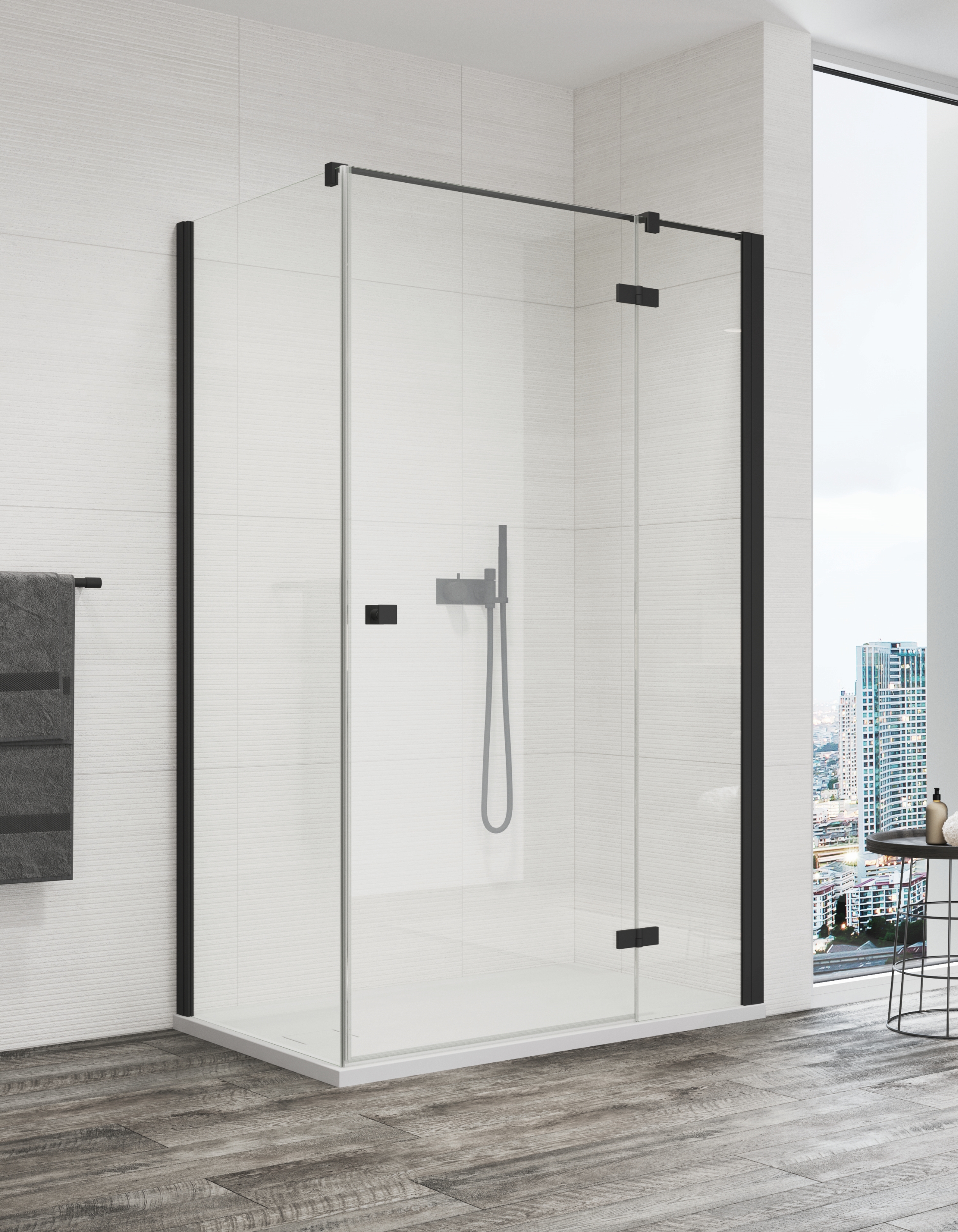 Ronal Annea drzwi prysznicowe 120 cm prawe czarny mat/szkło przezroczyste AN13D12000607