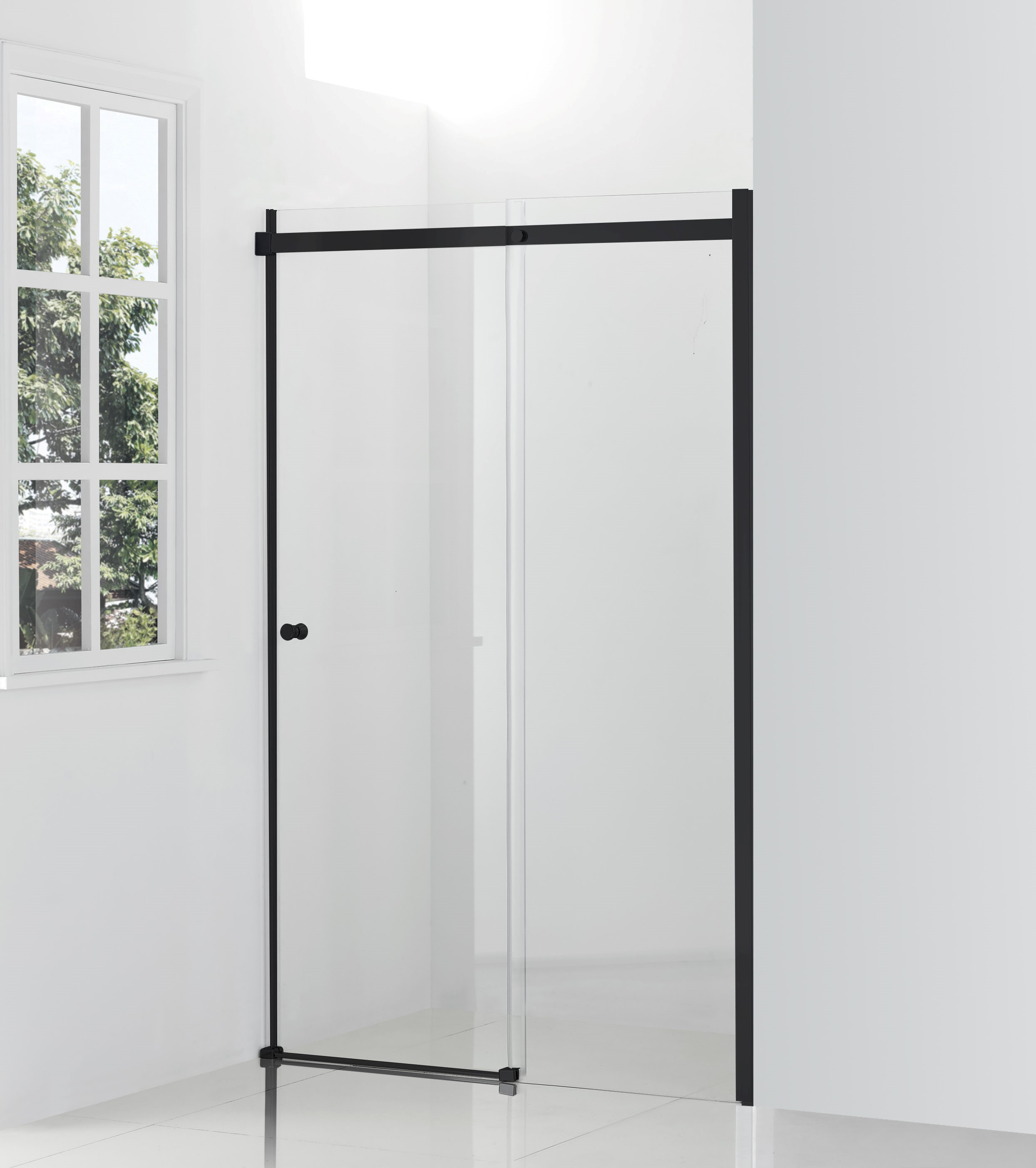 Hagser Alena drzwi prysznicowe 130 cm dwuczęściowe przesuwne czarny mat/szkło przezroczyste HGR19000021 - Wysyłka w 24h