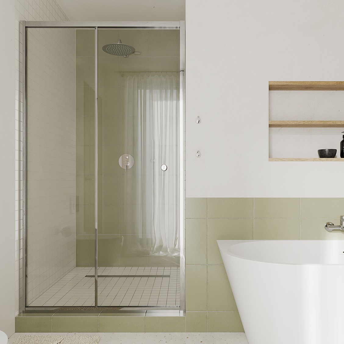 Hagser Ava drzwi prysznicowe 110 cm dwuczęściowe przesuwne chrom błyszczący/szkło przezroczyste HGR20000021 - Wysyłka w 24h