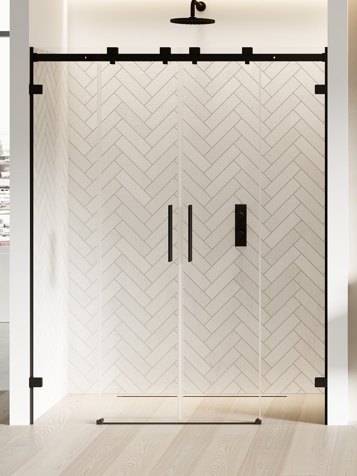 New Trendy Softi X Black drzwi prysznicowe 170 cm rozsuwane czarny mat/szkło przezroczyste EXK-5373