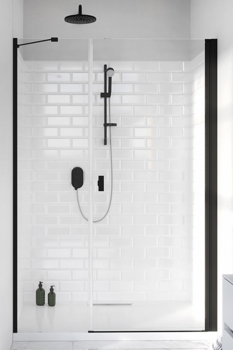 Radaway Nes Black DWS drzwi prysznicowe 140 cm wnękowe prawe czarny mat/szkło przezroczyste 10028140-54-01R
