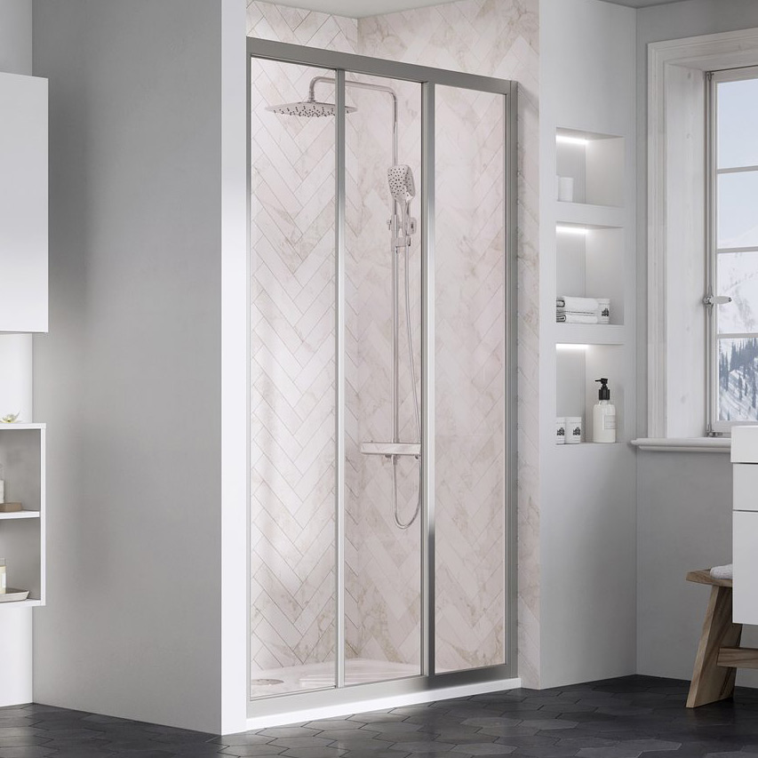 Ravak Supernova drzwi prysznicowe 80 cm rozsuwane satyna mat/szkło przezroczyste 00V40UR2Z1