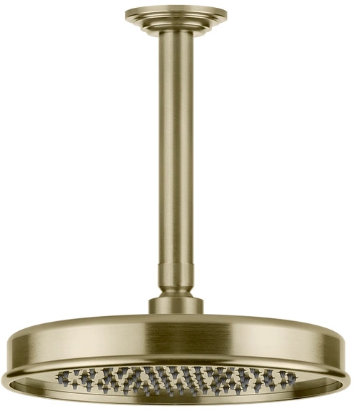 Gessi Venti20 deszczownica z ramieniem 22,9x22,9 cm okrągła mosiądz szczotkowany 65152.727