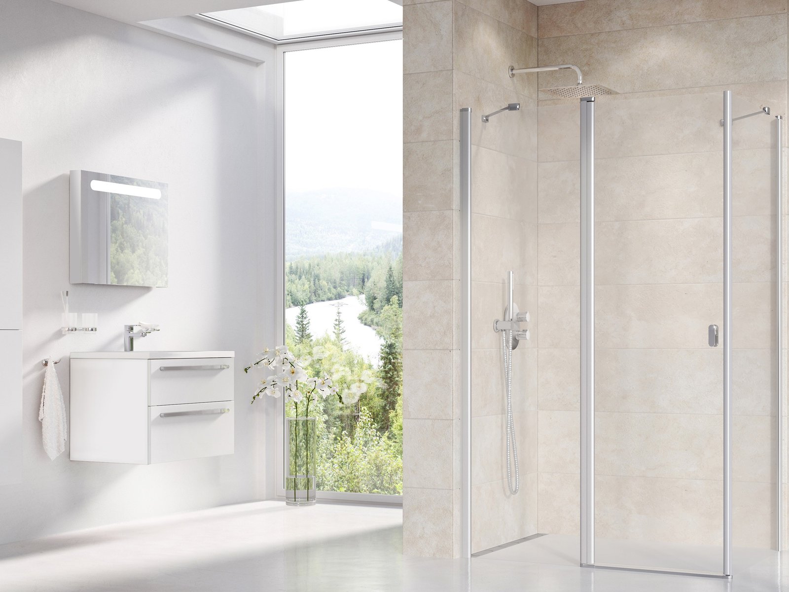 Ravak Chrome CRV2-90 drzwi prysznicowe 90 cm częściowe 1/2 satyna/szkło przezroczyste 1QV70U00Z1