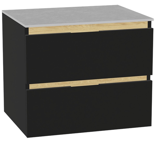 Zestaw Excellent Tuto 2.0 szafka 60 cm podumywalkowa wisząca z blatem czarny-dąb-szary MLEX.2172.K.60.01SJ.BKBK