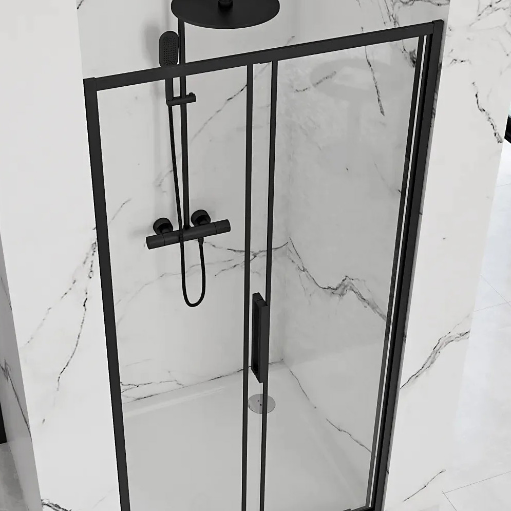 Rea Rapid Slide drzwi prysznicowe 160 cm czarny półmat/szkło przezroczyste REA-K6406