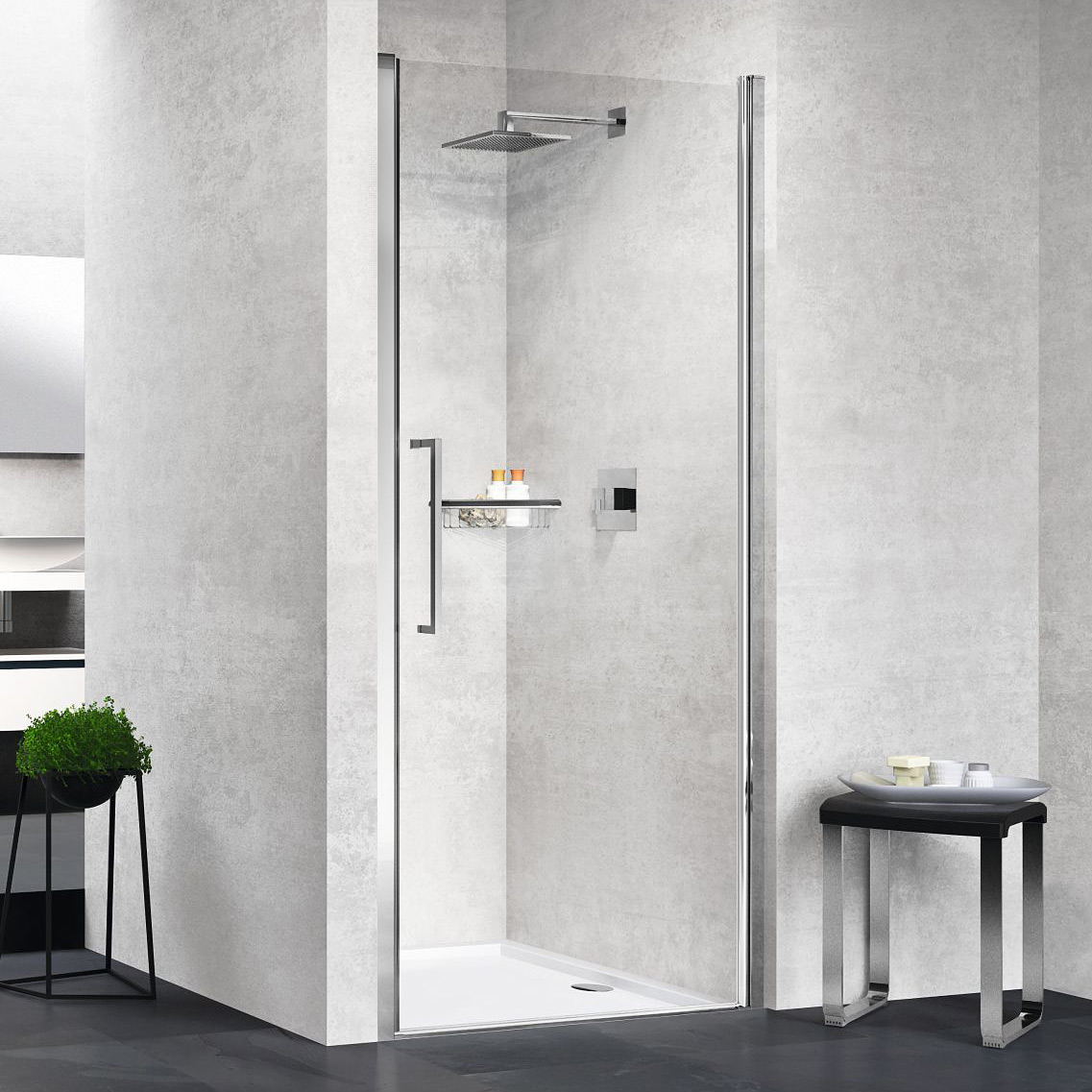 Novellini Young 1B drzwi prysznicowe 77 cm chrom/szkło przezroczyste Y21B77-1K