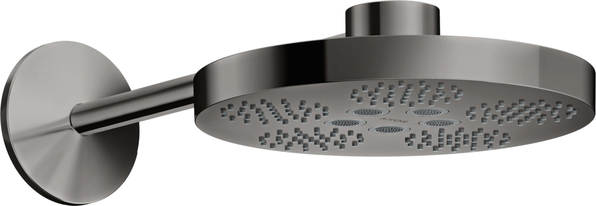 Axor One deszczownica z ramieniem 28x28 cm okrągła czarny chrom polerowany 48492330