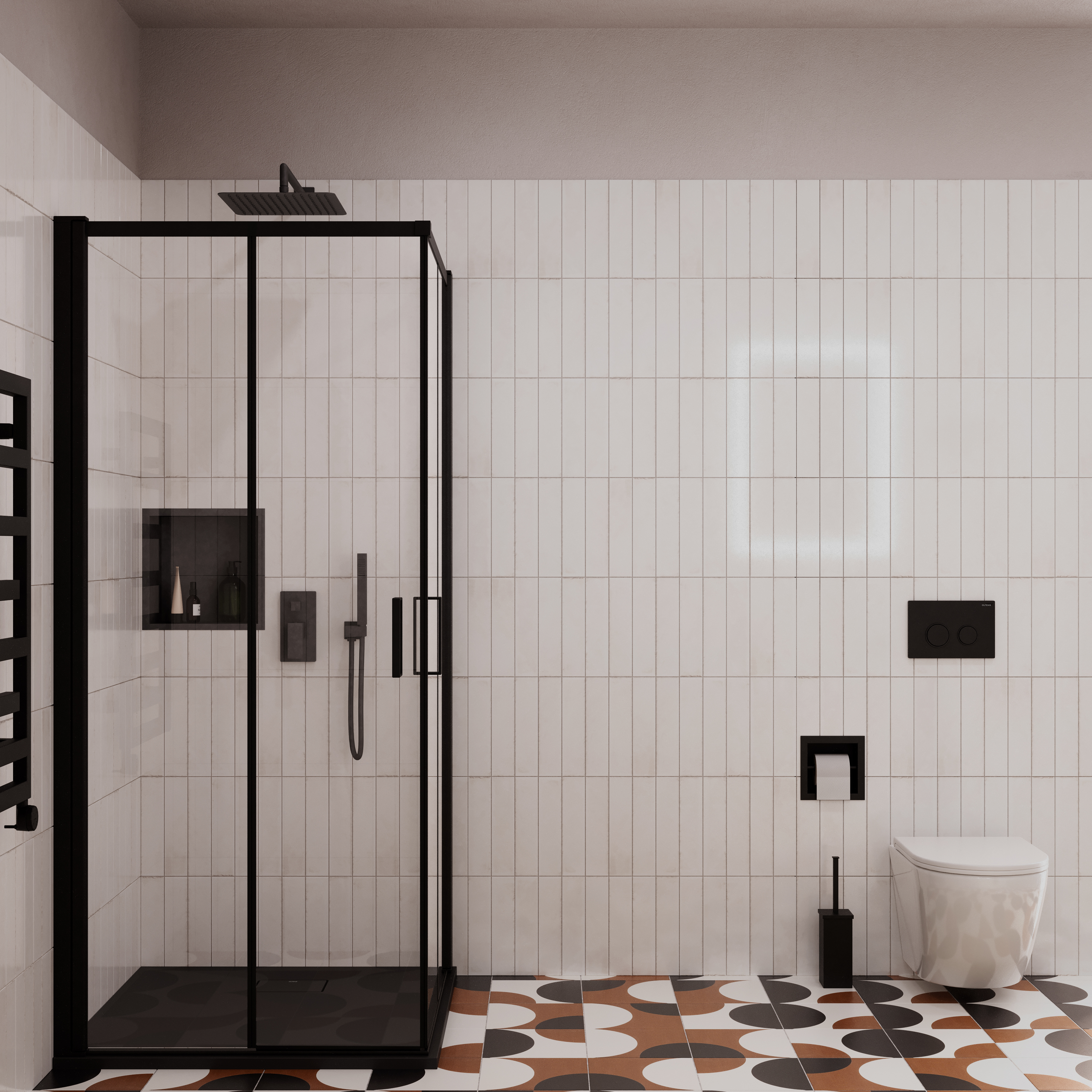 Oltens Bergytan brodzik 100x100 cm kwadratowy RockSurface czarny mat 17102300 - Wysyłka w 24h