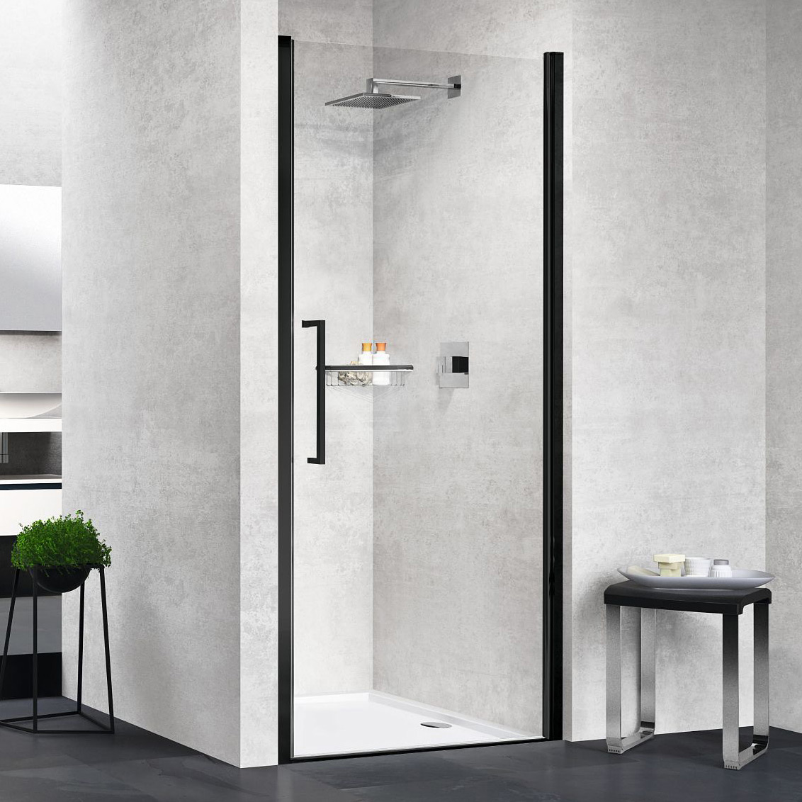 Novellini Young 1B drzwi prysznicowe 82 cm czarny/szkło przezroczyste Y21B82-1H