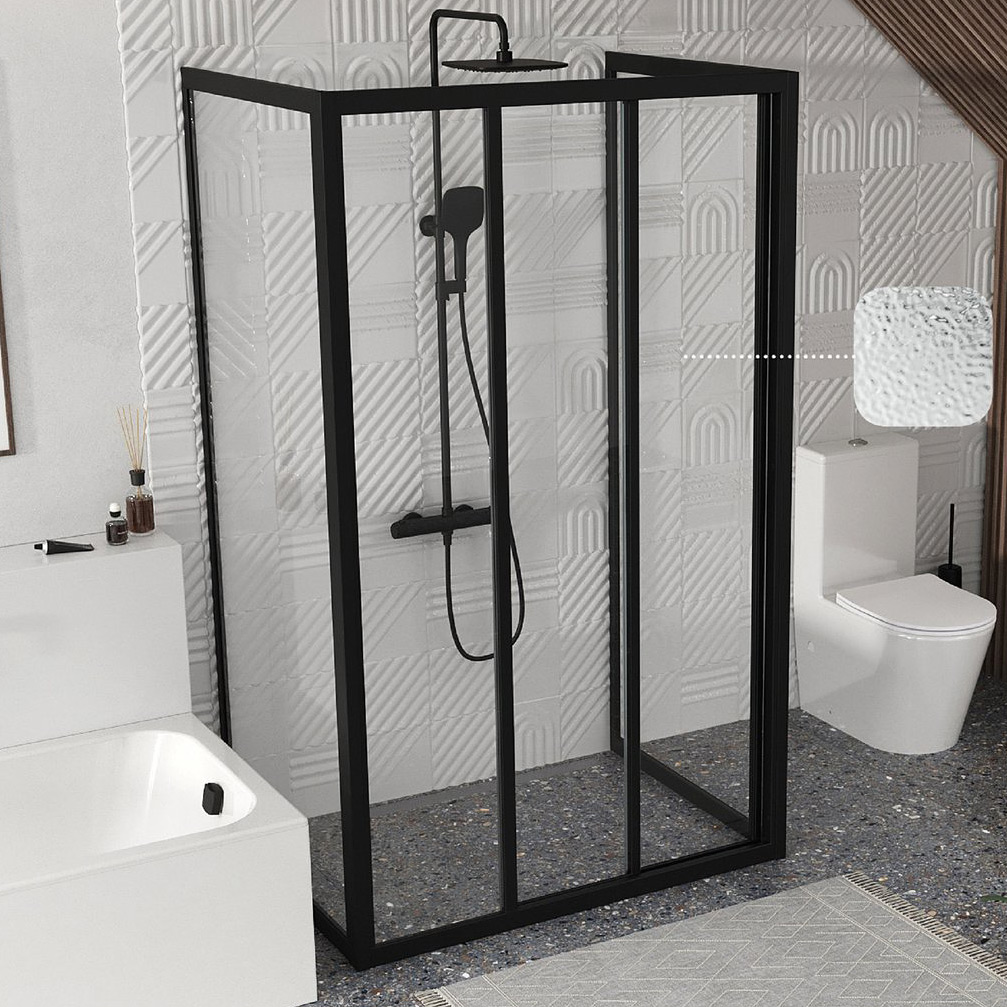 Ravak Supernova ASDP3-90 drzwi prysznicowe 90 cm czarny mat/szkło grape 00V703R2ZG