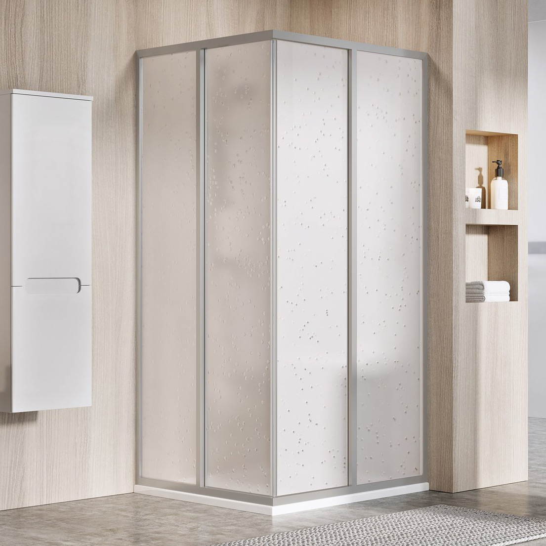 Ravak Supernova SRV2-90 S drzwi prysznicowe 90 cm przesuwne częściowe 1/2 satyna/pearl 14V70UO211