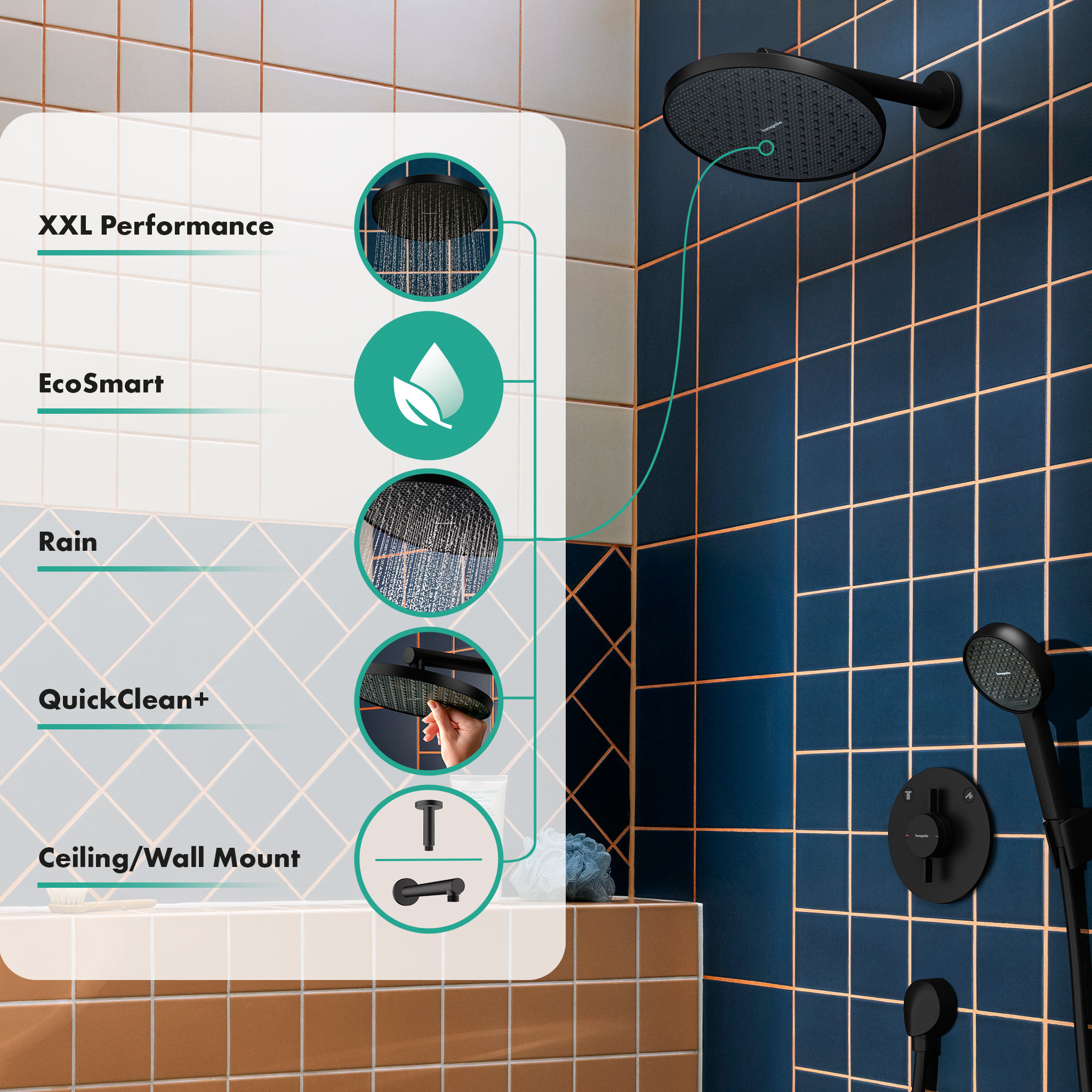 Hansgrohe Activera S deszczownica 24x24 cm okrągła czarna 28056670 - Wysyłka w 24h