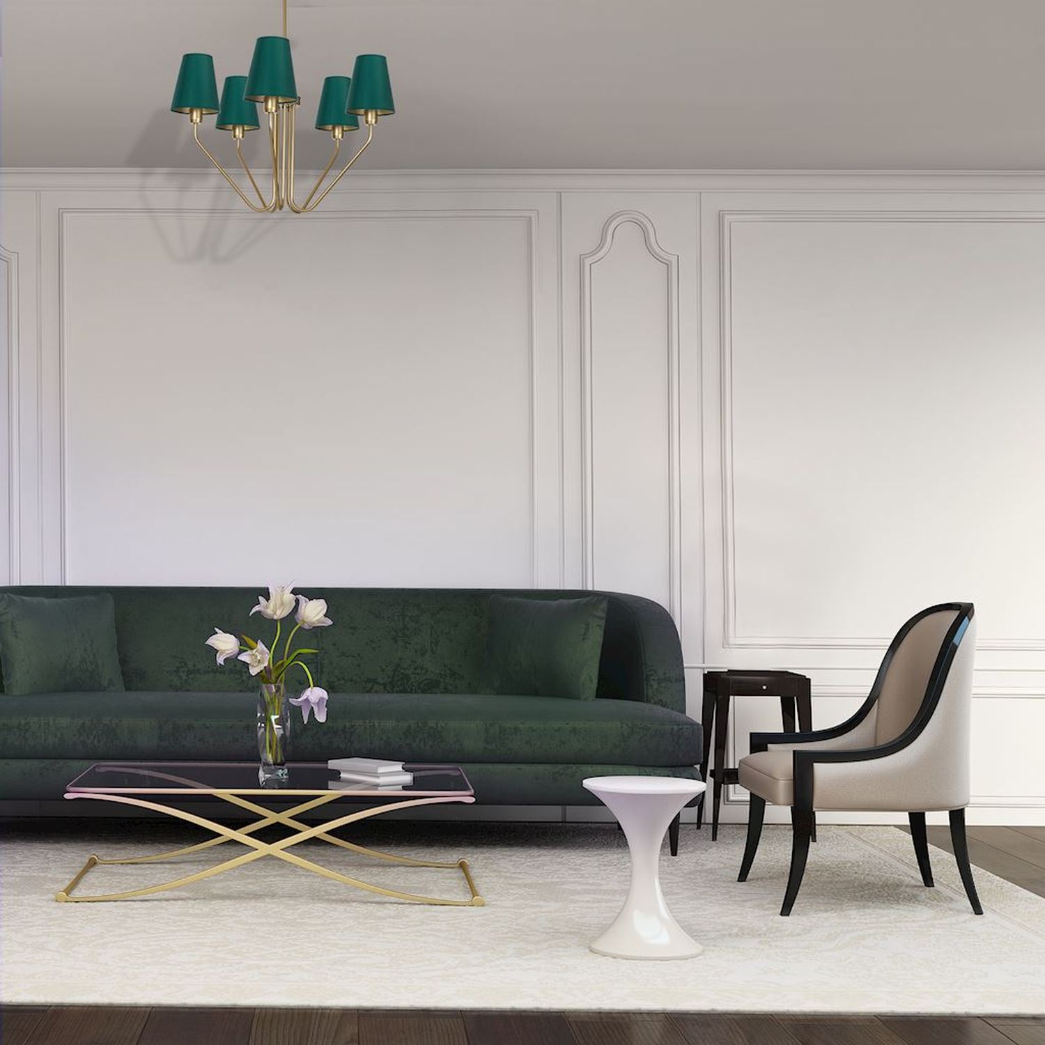 Milagro Victoria lampa podsufitowa 5x60W mosiądz/zieleń butelkowa MLP4908