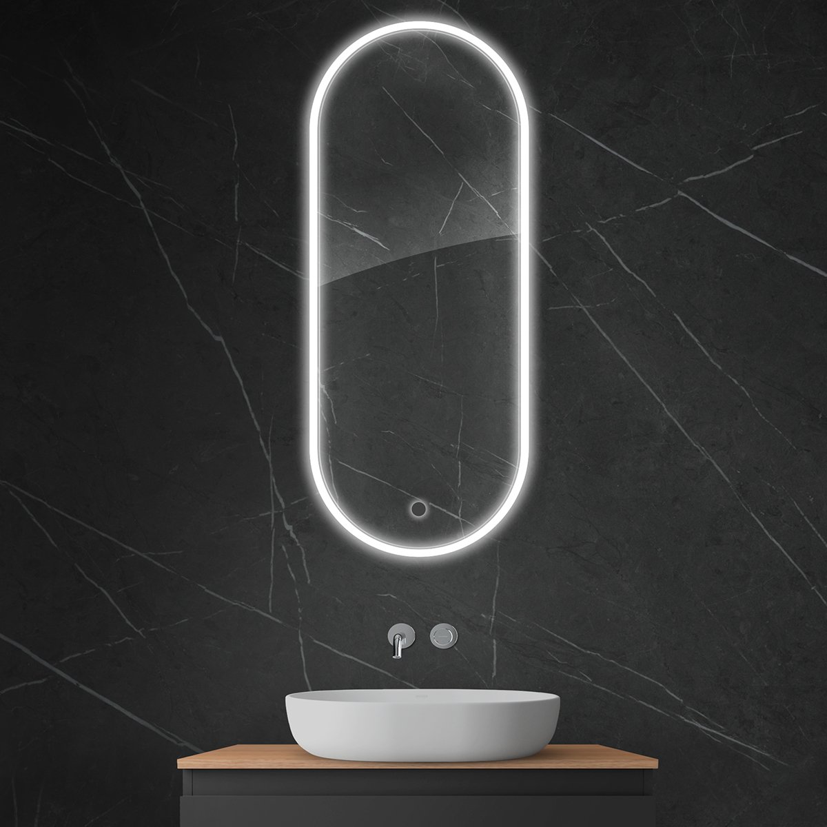 Oltens Nordlis lustro 50x120 cm owalne z oświetleniem z przodu z matą grzewczą 64104000 - Wysyłka w 24h