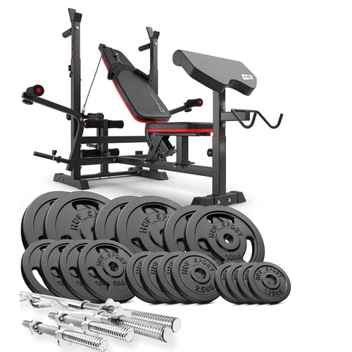 Zestaw kulturystyczny Strong 146kg z ławką HS-1075