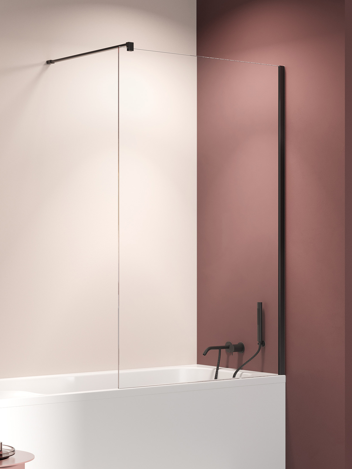 Darmowa Dostawa - Parawan nawannowy 80 cm 1-częściowy czarny mat/szkło przezroczyste New Trendy Nesta Black P0200WP