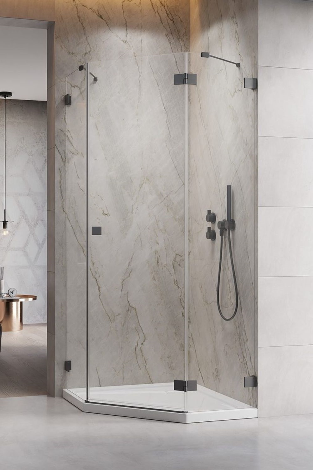 Darmowa Dostawa - Drzwi prysznicowe uchylne Radaway Essenza Pro Brushed Gunmetal PTJ 101000009201R