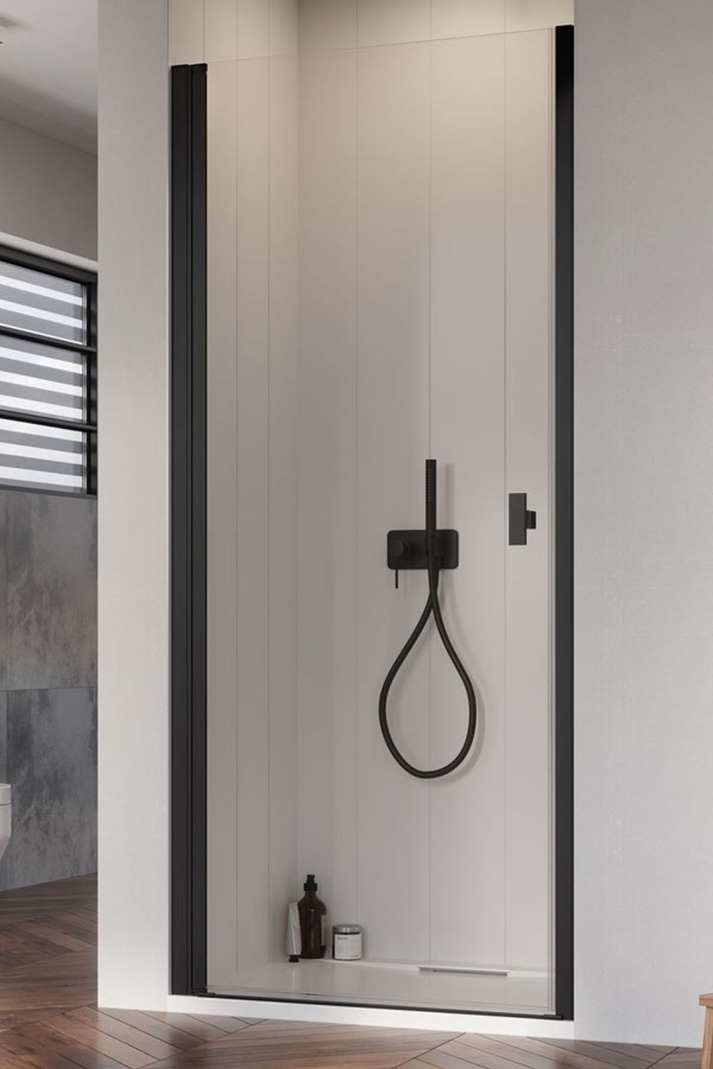 Darmowa Dostawa - Drzwi prysznicowe 100 cm uchylne Radaway Nes 8 Black DWJ I 100761005401L