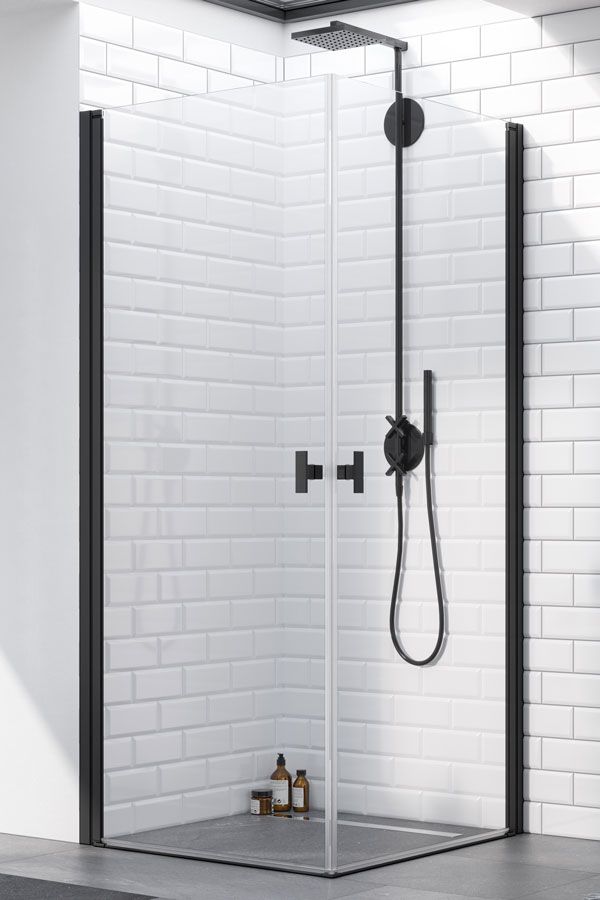 Darmowa Dostawa - Drzwi prysznicowe 100 cm uchylne czarny mat/szkło przezroczyste Radaway Nes Black KDD I 100211005401L