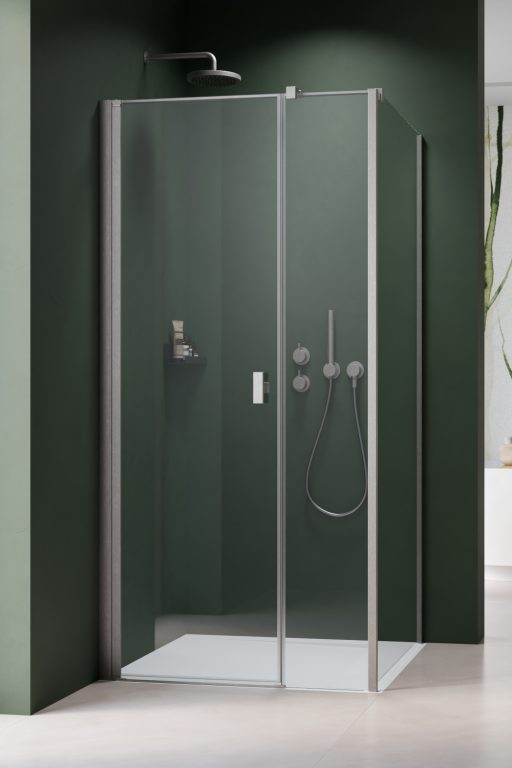 Darmowa Dostawa - Drzwi prysznicowe 140 cm uchylne nikiel szczotkowany/szkło przezroczyste Radaway Nes Brushed Nickel KDS I 100231409101L