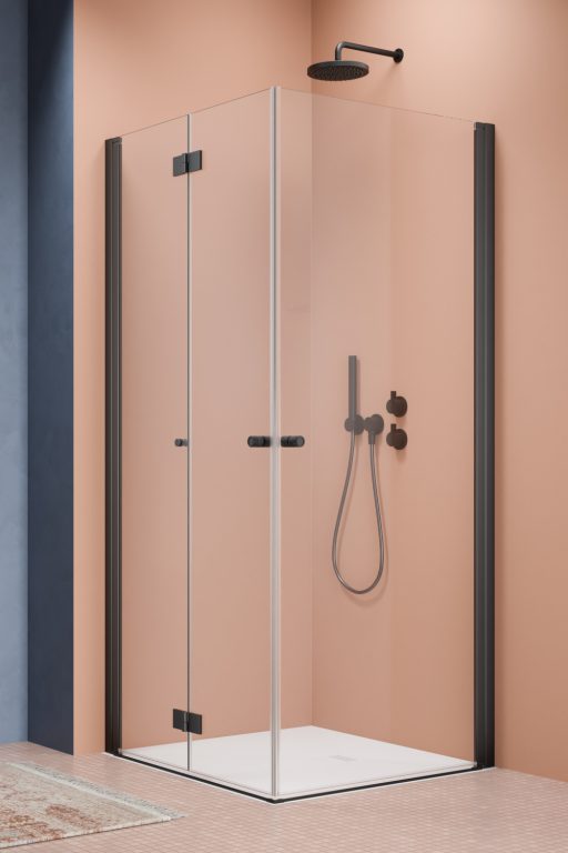 Darmowa Dostawa - Drzwi prysznicowe 100 cm składane czarny mat/szkło przezroczyste Radaway Nes Black KDD I 100151005401R