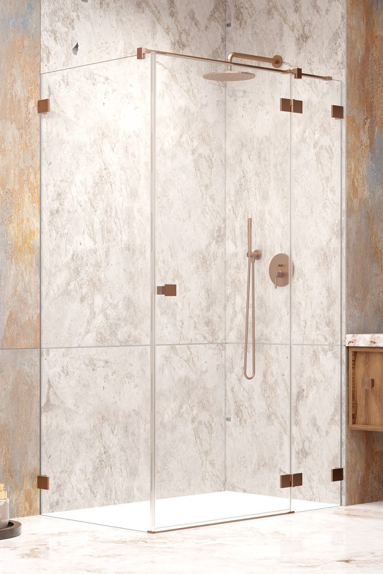 Darmowa Dostawa - Drzwi prysznicowe 110 cm uchylne miedź szczotkowany/szkło przezroczyste Radaway Essenza Pro Brushed Copper KDJ 100971109301R