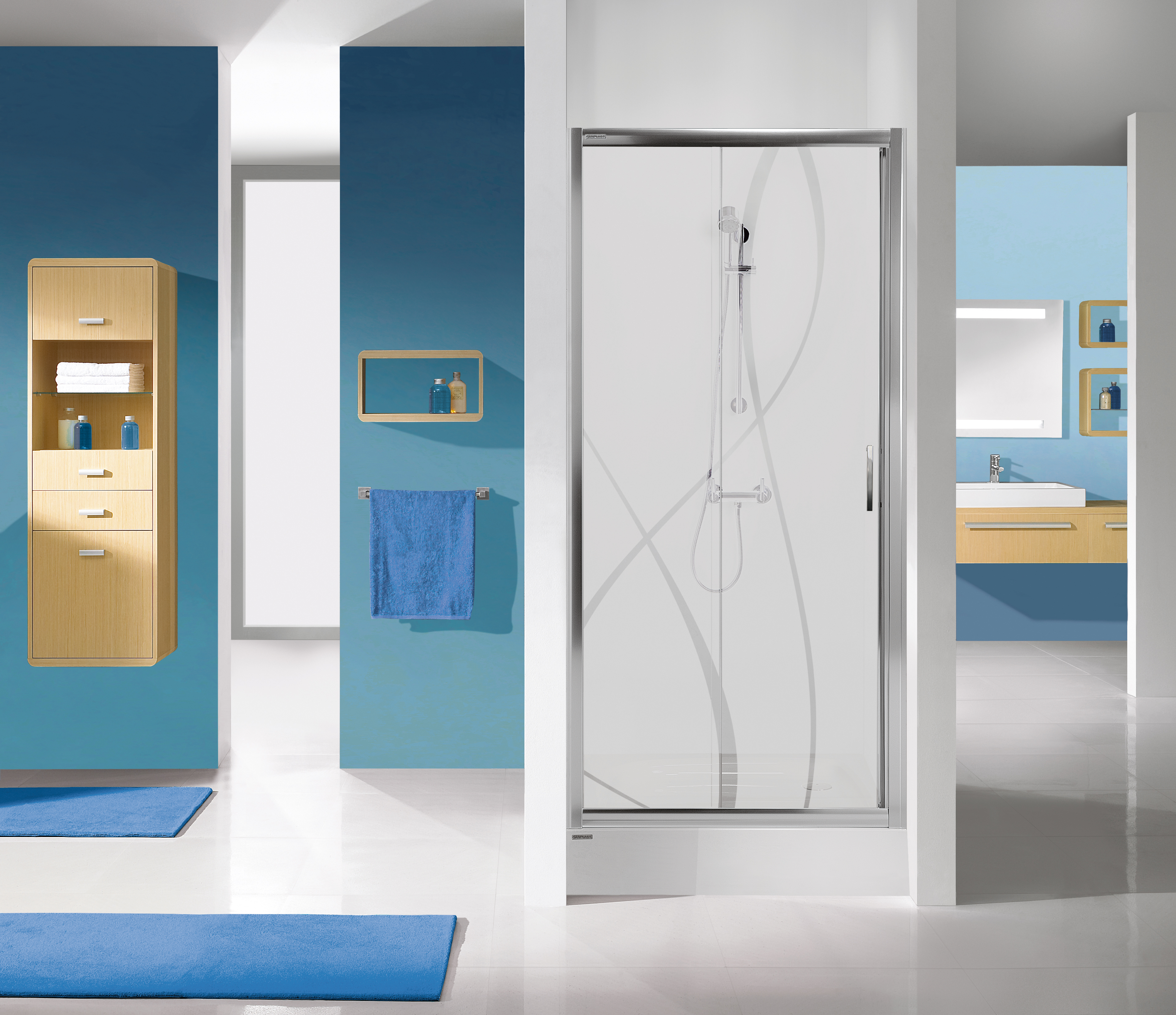 Darmowa Dostawa - Drzwi prysznicowe z profilem 110 cm rozsuwane srebrny połysk/szkło ze wzorem Sanplast TX 600271113038231