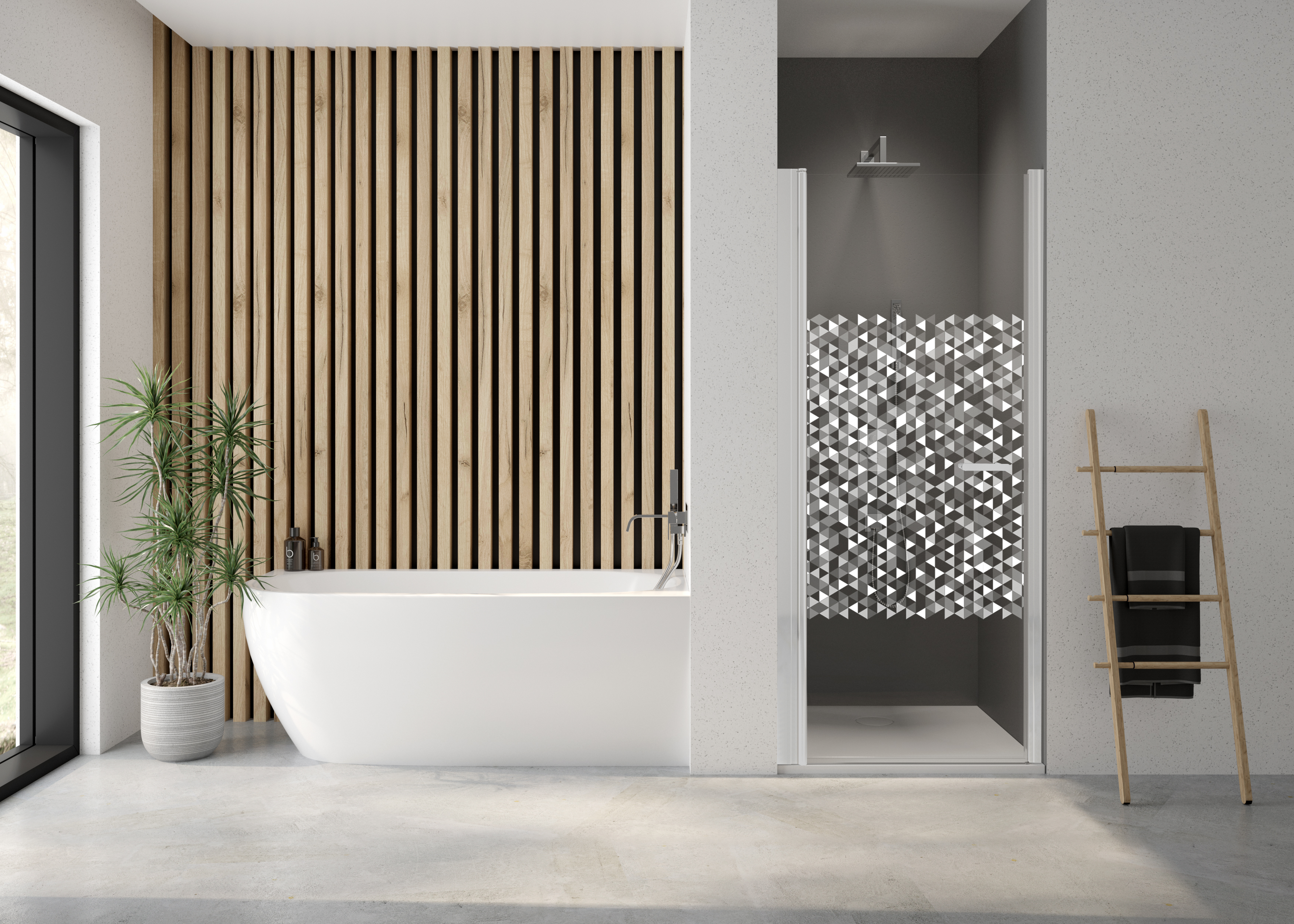 Darmowa Dostawa - Drzwi prysznicowe z profilem 100 cm uchylne biały mat/szkło ze wzorem Sanplast Exa Line 600540076024151