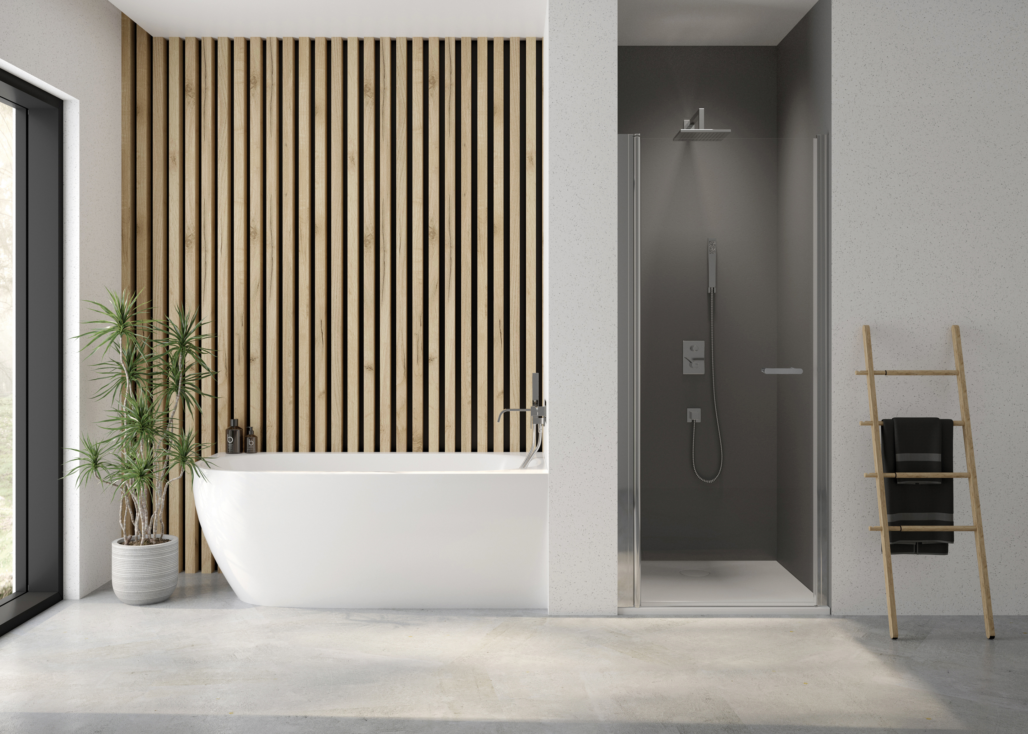 Darmowa Dostawa - Drzwi prysznicowe z profilem 80 cm uchylne srebrny połysk/szkło przezroczyste Sanplast Exa Line 600540073038401