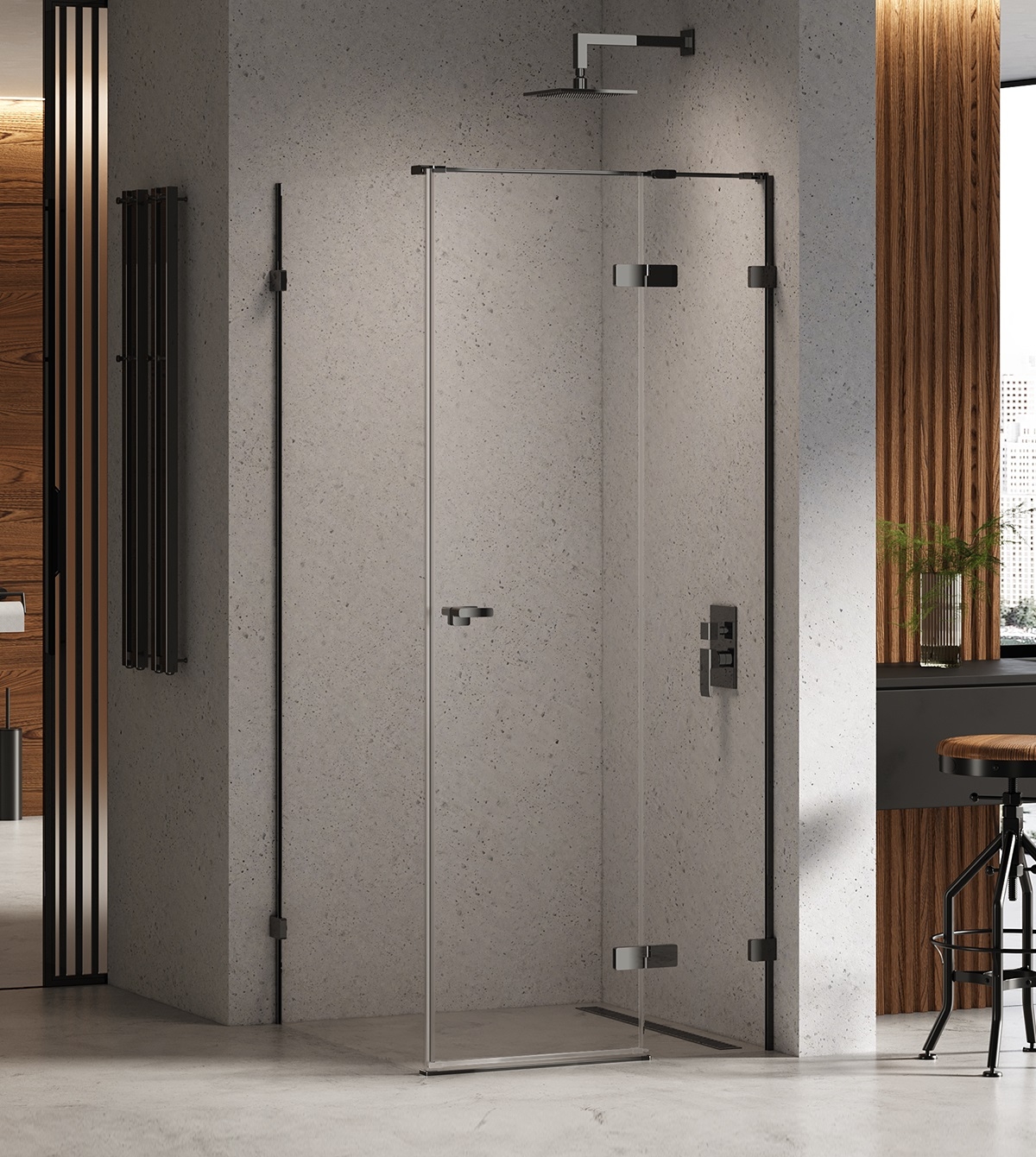 Darmowa Dostawa - Kabina prysznicowa 120x120 cm kwadratowa czarny połysk/szkło przezroczyste New Trendy Eventa Black Chrome EXK6204