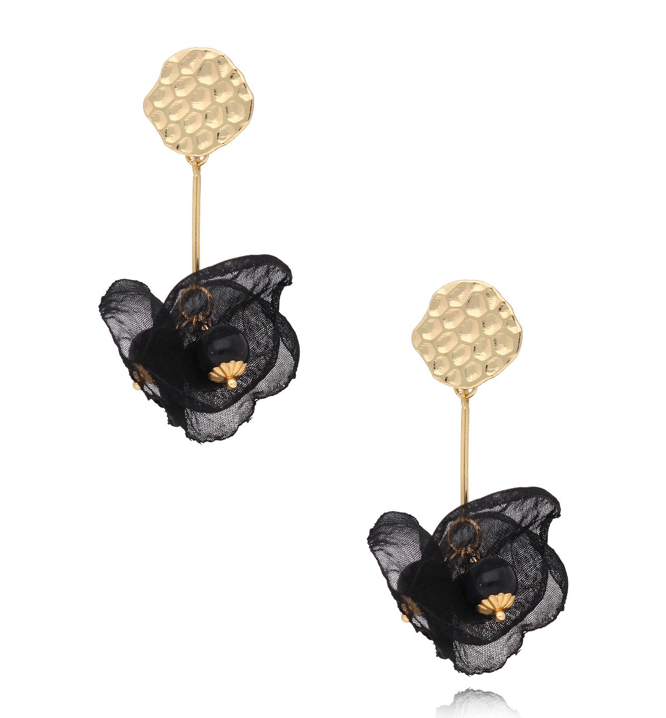 Kolczyki z czarną tkaniną KBL1868