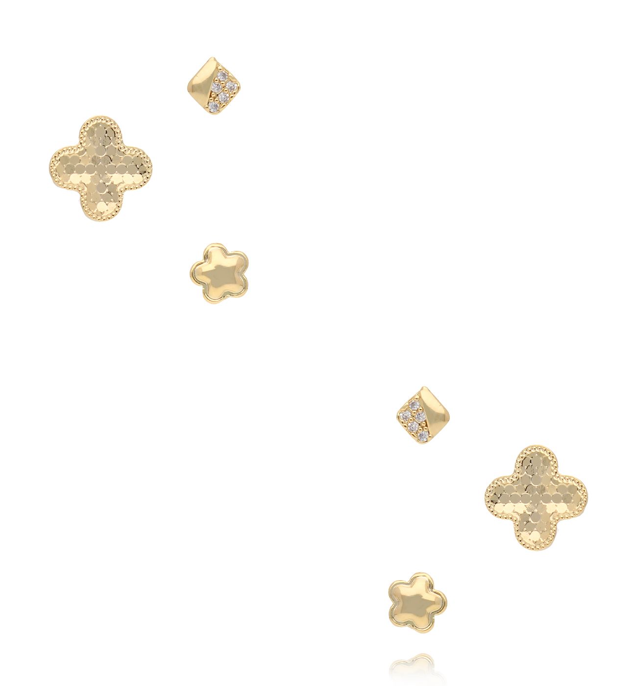 Zestaw kolczyków z koniczynkami złoty KMB0009