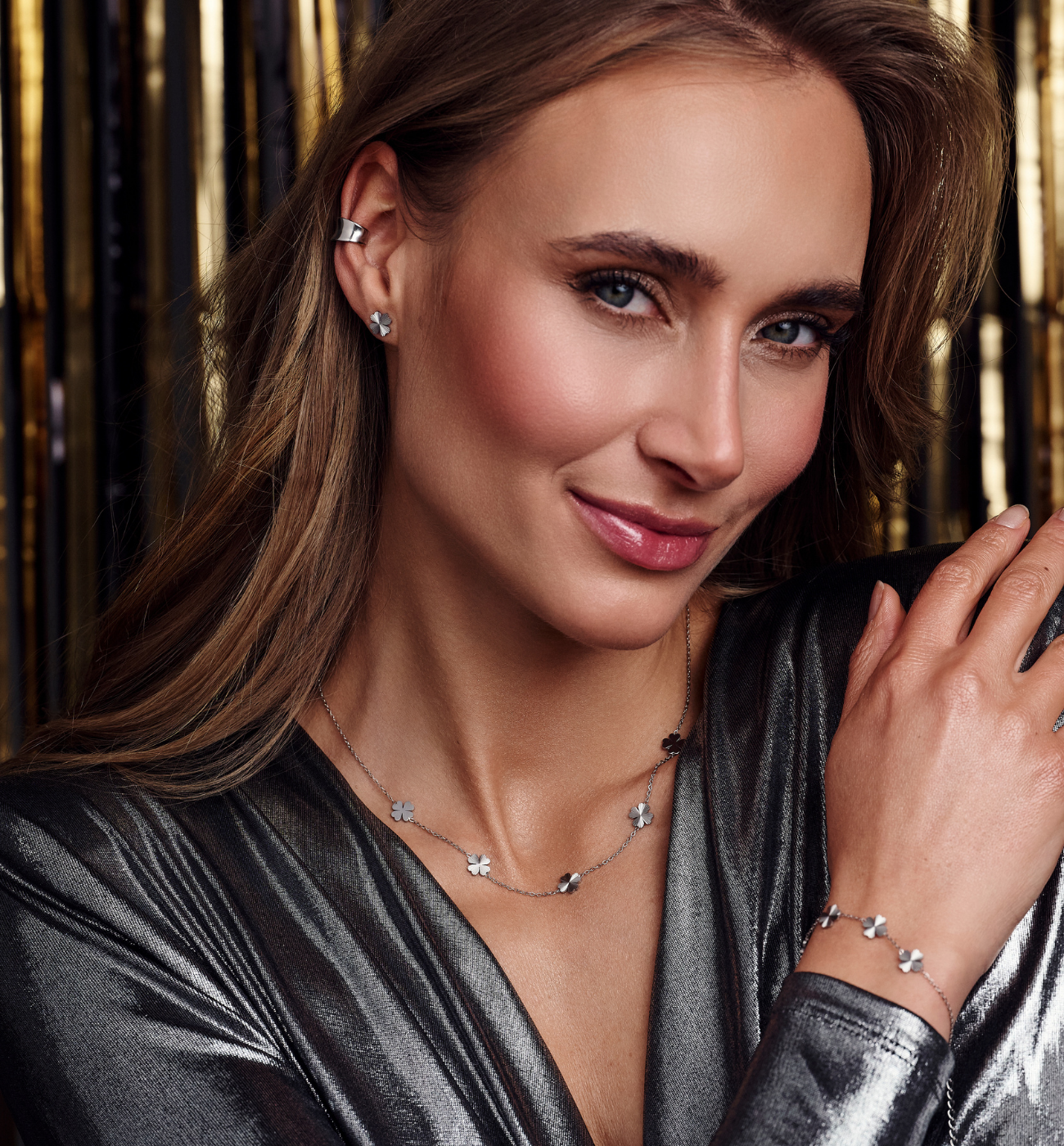 Zestaw biżuterii z motywem koniczynki srebrny ZN0104 - By Dziubeka