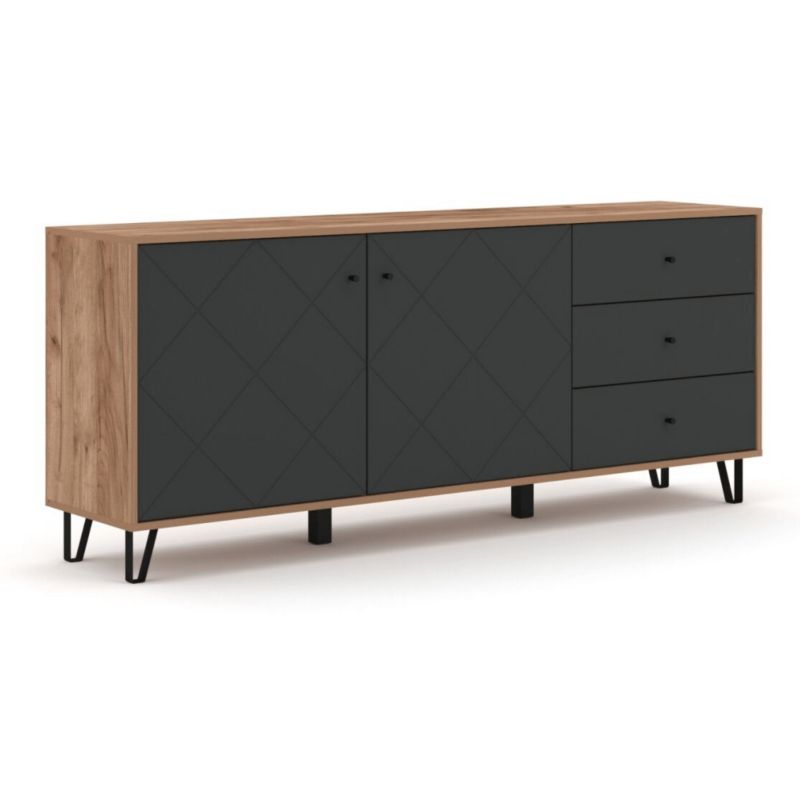 Komoda Mebel Elite BACARDI Duża z Szufladami Dąb Grafit Do Sypialni 1 szt