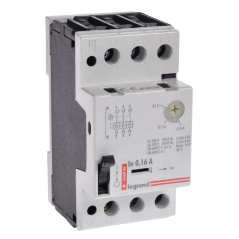 Wyłącznik silnikowy Legrand M 250 0,1 0,16A Termiczny Elektromagnetyczny 1 Szt