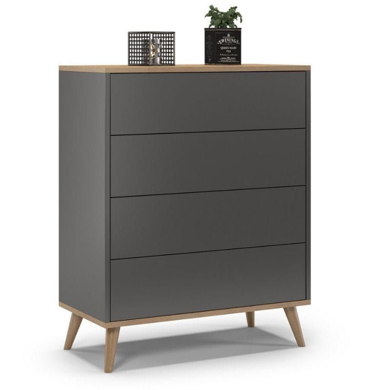 Komoda TYLETEGOTU na nóżkach skandynawska SKAND grafit dąb 1 szt