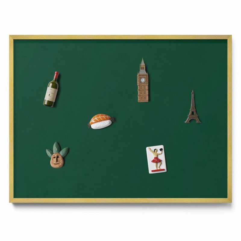 Tablica na magnesy Tulup 80x60 cm Kolor ciemnozielony w złotej ramie 1 szt.