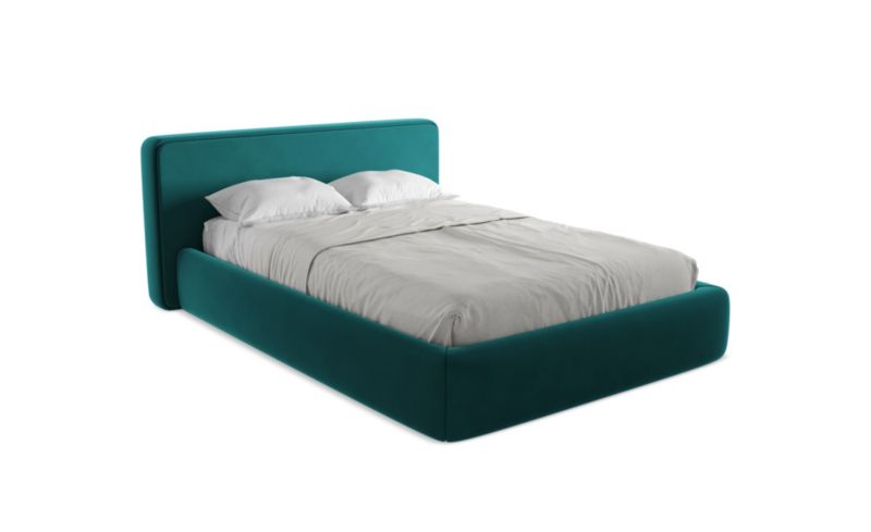 Łóżko LaMiaSofa Kiana z weluru 140x200 morski 1 szt.