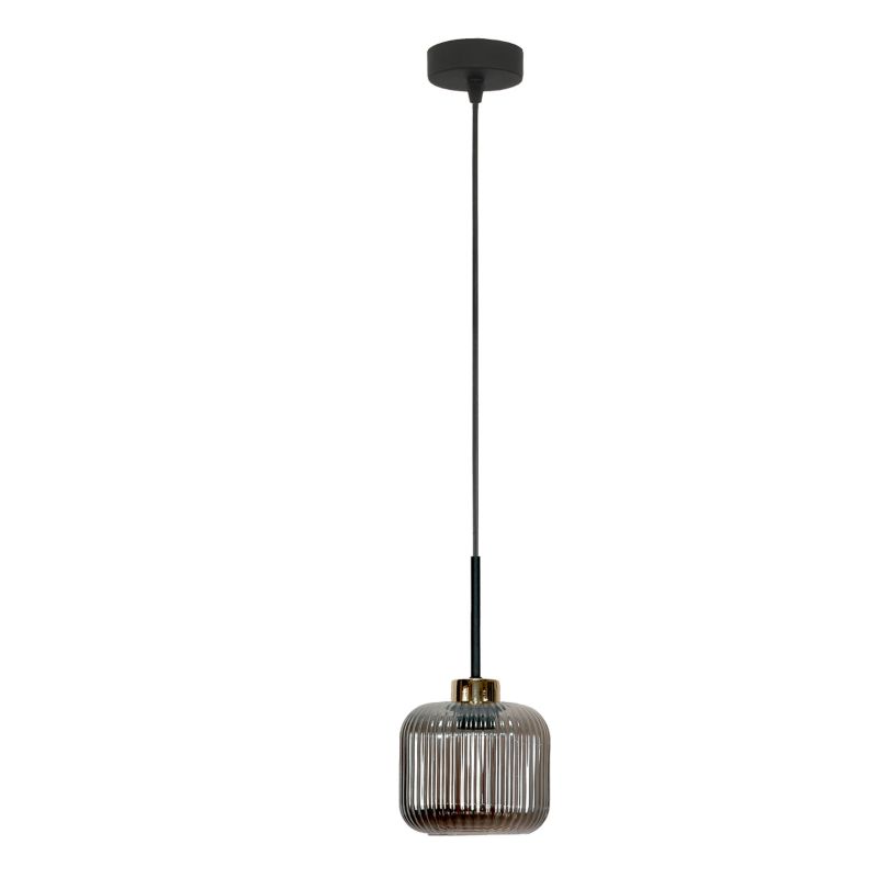 Lampa wisząca zwis 1xE27 grafitowy klosz czarna industrialna nowoczesna KORN 14-975