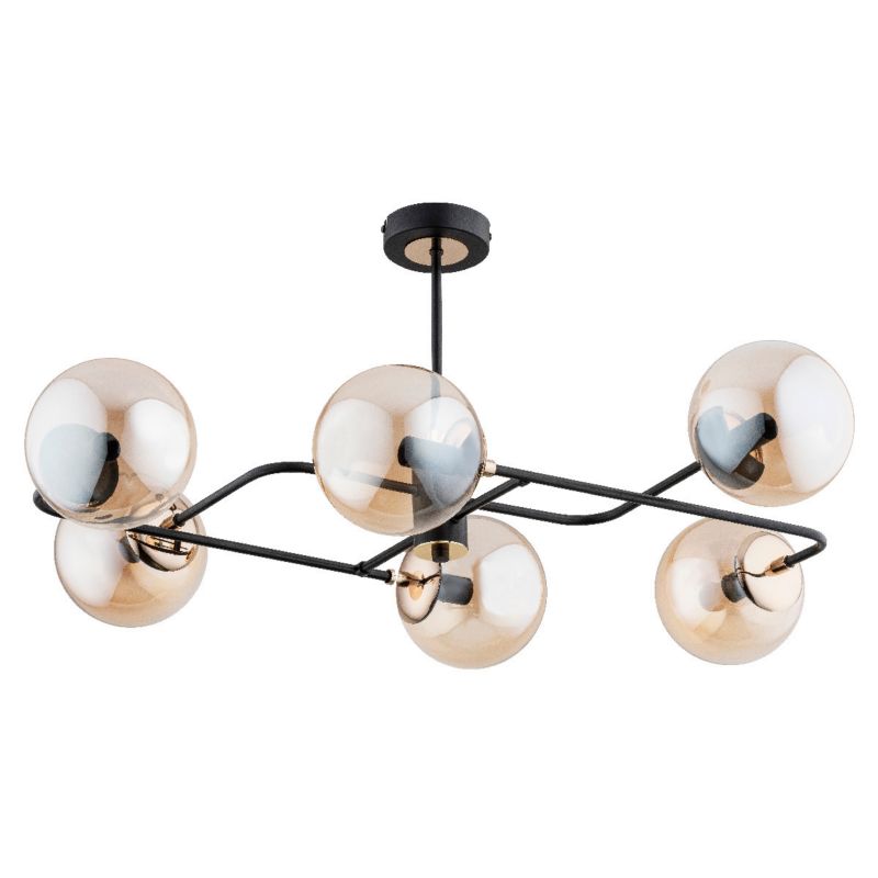 Lampa sufitowa Alfa Lentus czarno-złota-bursztynowy wym: 37,5 x 88 x 62 cm 6xE14 x 10W 1 szt.