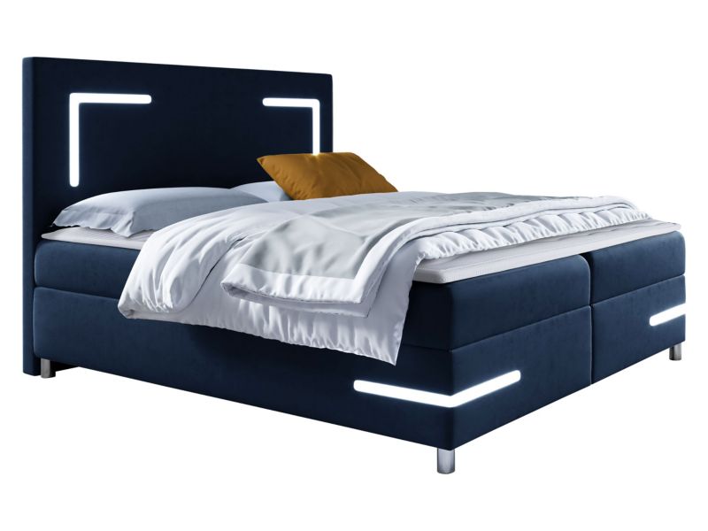 Łóżko kontynentalne MIRJAN 24 Delos LED 180x200 granatowy 1 szt.