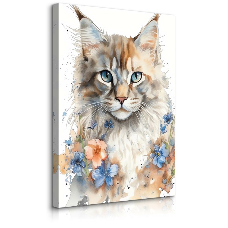 Na Płótnie Kot Pośród Kwiatów Abstrakcja Nowoczesna 20x30 cm 1 szt.